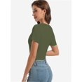 thumbnail image 6 of Womens Summer Short Sleeve T Shirts Knit Slim Fit One Piece Cutout Scoop Neck Going Out Date Night Tops, 6 of 6