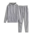 thumbnail image 7 of WTOBBY Women's Solid Color Long Sleeve Top and Athletic Pants Sportswear Two Piece Set, Casual Comfortable Lounge Outfit for Gym and Home,Light Gray XL, 7 of 7