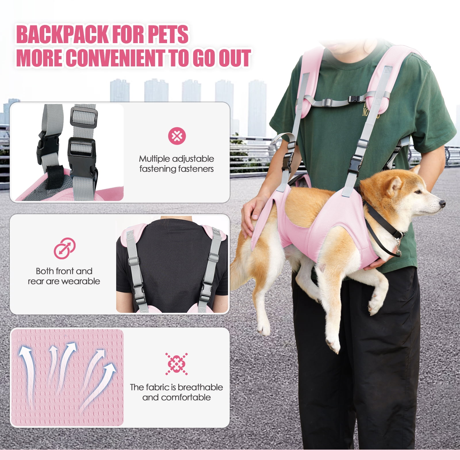 Pet Carrier Backpack - Breathable & Adjustable Design for Small Medium Dogs, Suitable for Outdoors