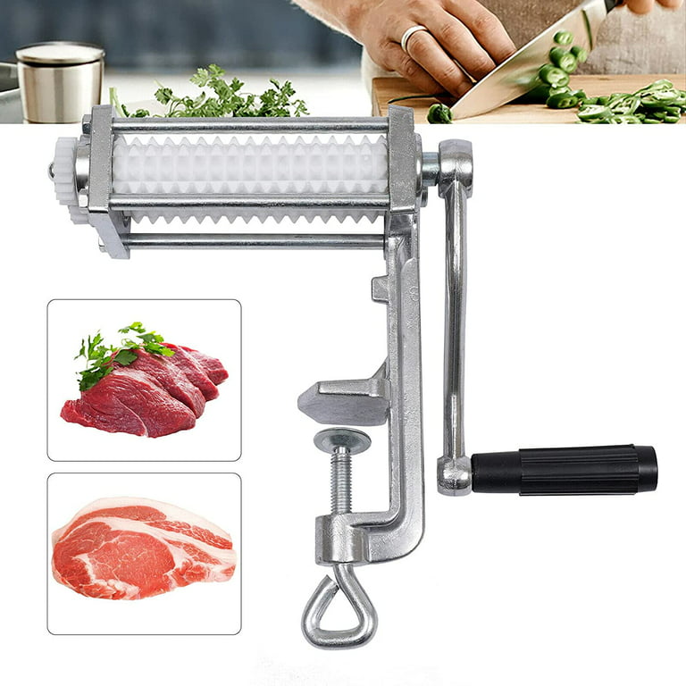  VEVOR Meat Tenderizer Machine, 5 in/12.5 cm Cutting Width,  Manual Control with Stainless Steel Blades and C-Clamp Combs, Heavy Duty  Construction Used for Pork Beef Mutton Kitchen Tool: Home & Kitchen