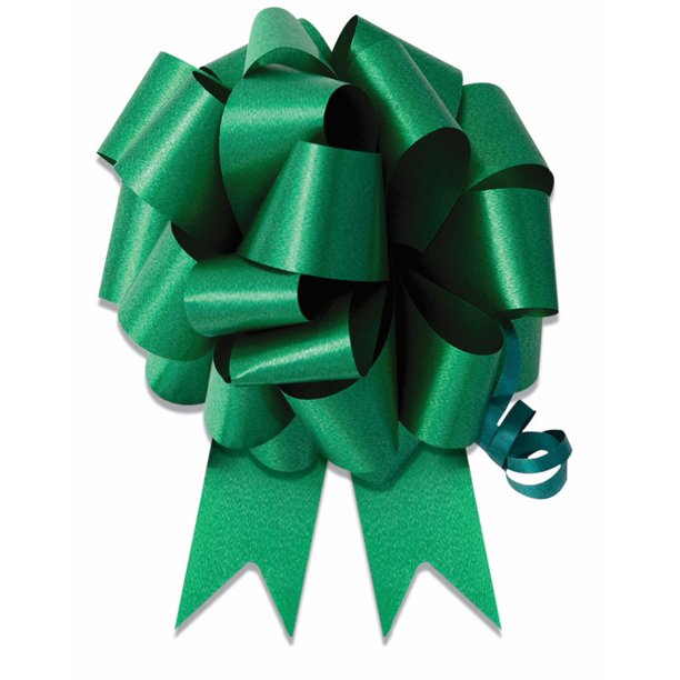PMU Pull String Bows 5 Inch 20 Loops Green Pkg/3