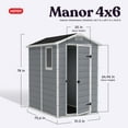 thumbnail image 3 of Keter Manor 4' x 6' Resin Storage Shed, All-Weather Plastic Outdoor Storage, Gray/White, 3 of 13