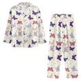 thumbnail image 6 of FOR U DESIGNS Purple Butterfly Womens Button Down Pajama Sets Long Sleeve Pj Pants Set 2 Piece Size XL Sleepwear Long Tops for Women Button Up Loungewear with Pockets, 6 of 7