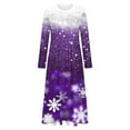 thumbnail image 3 of ClodeEU Christmas Graphic Maxi Dress for Women ,Crewneck A Line Long Sleeve Flowy Swing Dresses Purple,Womens Plus L, 3 of 4