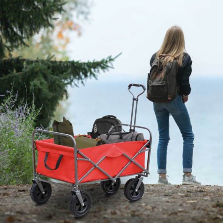 Pouseayar Heavy-Duty Outdoor Steel Utility Wagon,Red