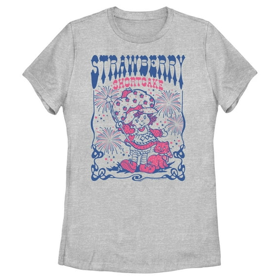 Women's Strawberry Shortcake Fourth of July Fireworks Graphic T-Shirt