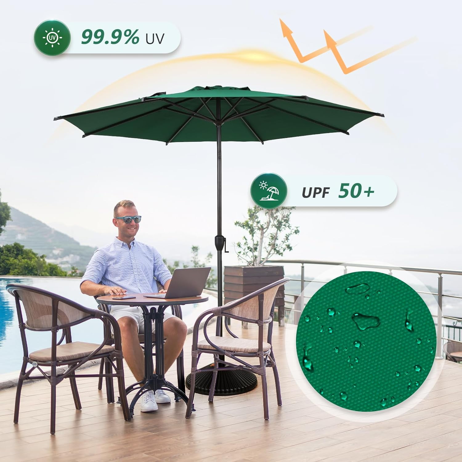 abba patio umbrella button 7.5FT Lyon Outdoor Patio Outdoor Table Umbrella with Push Tilt and Crank Market Umbrella 6 Sturdy Ribs UV Protection Waterproof for Garden Deck Backyard Pool Tan For added convenience Abba Patio 11ft Outdoor Patio
