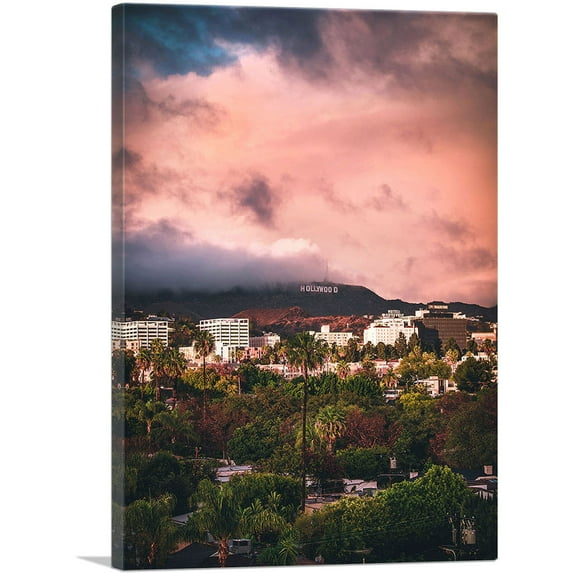 ARTCANVAS Palm Trees of Hollywood Los Angeles Canvas Art Print - Size: 12" x 8" (0.75" Deep)