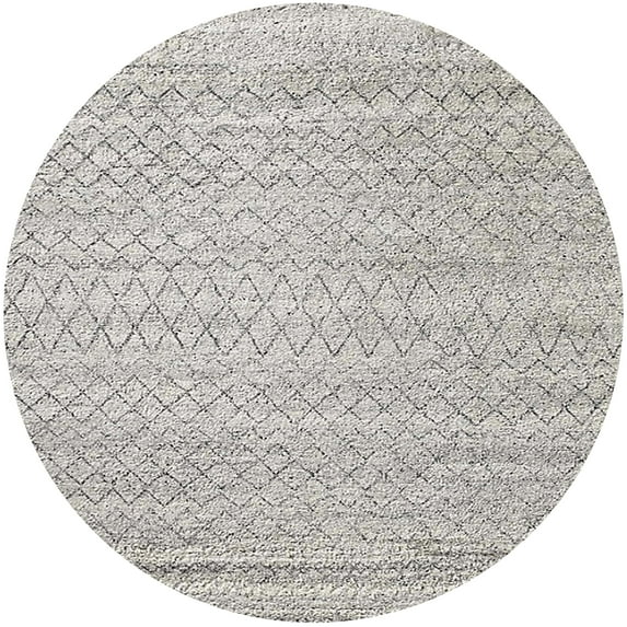 Ahgly Company Indoor Round Mid-Century Modern Dark White Beige Solid Area Rugs, 5' Round
