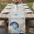 thumbnail image 4 of Navy Blue Coastal Table Runner 72 Inches, Shell Starfish Coral Vintage Summer Beach Bed Runner Dresser Scarves Tabletop for Indoor Outdoor Parties/Ceremony/Banquet, 14" x 72", 4 of 9