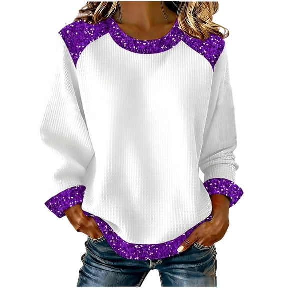 zbxnLI Oversized Sweatshirt for Women Knit Color Block Shirts Crew Neck Long Sleeve Shirt Casual Pullover Sweatshirt Tops