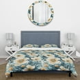 thumbnail image 3 of Designart "Coastal Blue Bloom Elegance" Floral Bedding Covert Set - Cottage Bed Set With 2 Shams, 3 of 5