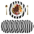 thumbnail image 5 of Ryvnso White with Black Line Stripe Round Plate Mats Dining Table Placemat Set of 4 for Holiday Decoration, 5 of 7