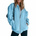 thumbnail image 2 of Fgnfyis Women Casual Solid Zip Up Hoodie Long Sleeve with Pocket Hooded Sweatshirt Top for Streetwear Blue XXL, 2 of 5