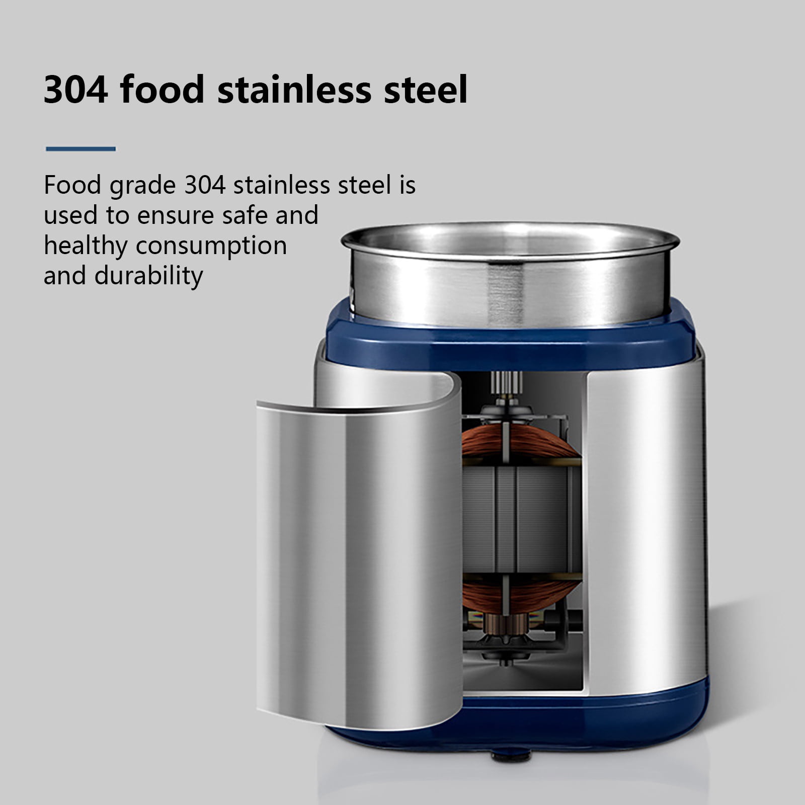 pvdgvd Coffee Grinder, 200W Powerful Grinder with 2 Stainless Steel Blades, for Coffee Beans, Spices, Grains & Herbs, Safety Lock for Home Use