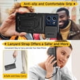 thumbnail image 5 of HCTian for Motorola Moto G Stylus 5G 2025 Case with 2 Pack Screen Protector, Upgrade Slide Camera Cover & Kickstand, Lanyard Strap, Military Grade Shockproof Heavy Duty Robust Bumper Phone Case, 5 of 7