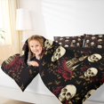thumbnail image 3 of Feelyou Boho Skull Red Rose Twin Bedding, Spooky Vintage Church Scene Bedding Comforter Set, Black, Black Reversible, 7-Piece, 3 of 7