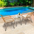 thumbnail image 4 of Gymax 3PCS Rattan Patio Bistro Set Conversation Furniture Set w/ White Cushions, 4 of 10