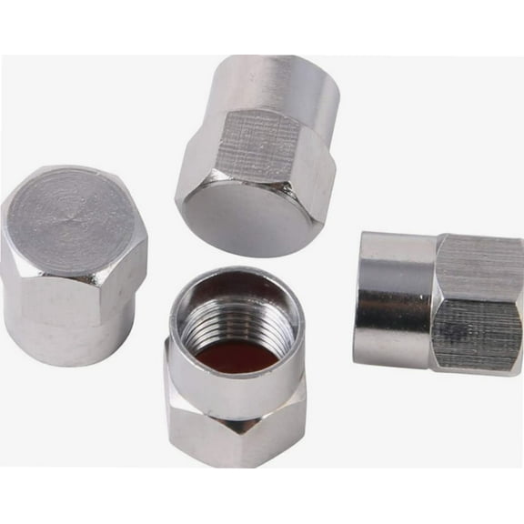 Chrome Metal Tire Wheel Valve Stem Caps & Seal TPMS. 16 PCS, Silver