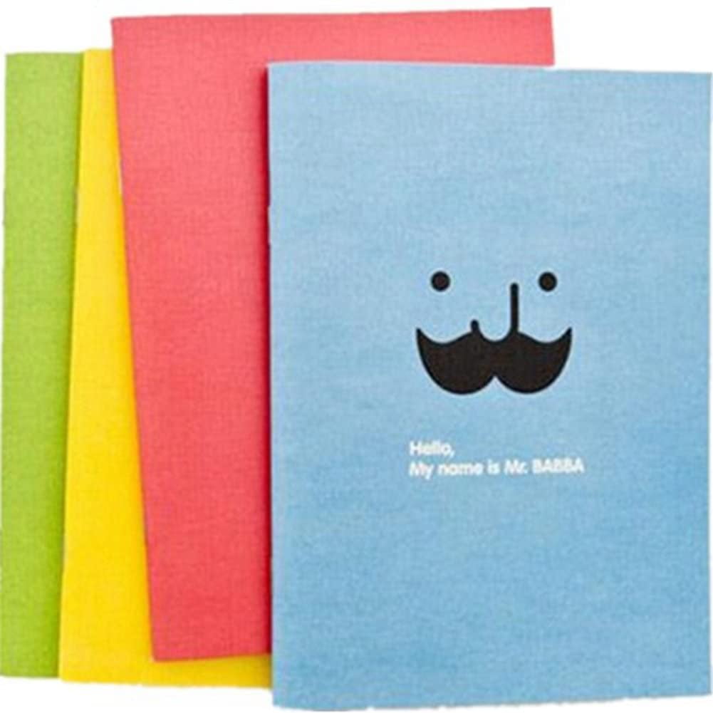 Eastjing (TM) Pack of 4 Pcs Cute Candy Color Moustache Print Portable Record Book Writing Journal Personalized Travel Diary Notebook Gift for Students Children, Color May Vary