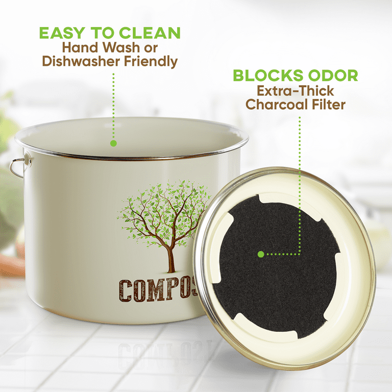 Third Rock Kitchen Compost Bin Countertop – 1.0 Gallon Compost Bucket for Kitchen – Small Compost Bin – Compost Bin Kitchen Counter - Countertop