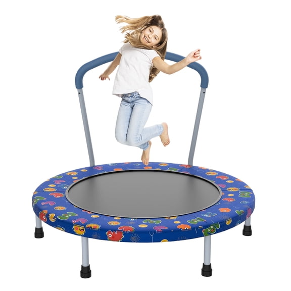 36" Mini Trampoline with Handle, Indoor Outdoor Trampoline for Toddlers Kids Ages 1-6, Fun Play Toy, Perfect for Birthday & Holiday Gifts