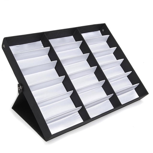 Billuyoard 18 rejillas PU cuero anteojos vidrio pantalla almacenamiento casos cubierta plegable gafas de sol caja organizador titular Almacenamiento y organización del hogar No.2 Billuyoard HA040111-02