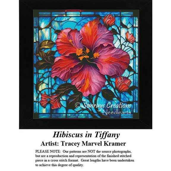 Sunrays Creations Needlearts Hibiscus in Tiffany Chart, Counted Cross-Stitch