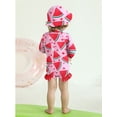 thumbnail image 4 of GYRATEDREAM Newborn Baby Girl One-Piece Swimsuit Floral Print Zipper Bathing Suit Ruffled Long Sleeve Rash Guard Swimwear with Hat, 4 of 9