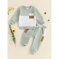 thumbnail image 2 of FEORJGP Toddler Baby Boy Casual Clothes 0 6M 12M 18M 2T 3T Infant Long Sleeve Sweatshirts Contrast Colors Pullpvers Crew Neck Tops and Elastic Pants SDaily Track Suit Outfits for Spring Fall, 2 of 9