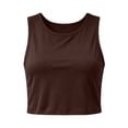 thumbnail image 6 of Women's Solid Color Slim‑Fit Sleeveless Crop Tank Top, Round Neck Casual Style for Summer Layering and Minimalist Daily Outfits Brown XXL, 6 of 6