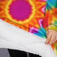 thumbnail image 3 of Oversized Wearable Blanket Hoodie,Colorful Tie Dye Mandala Pattern Sherpa Blanket Hoodie with Super Pockets,Super Warm Fuzzy Pullover for Women & Men, 3 of 6