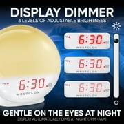 Westclox 5 White Electric Sunrise Simulator Alarm Clock with Digital LED Display and Dimmable Nightlight