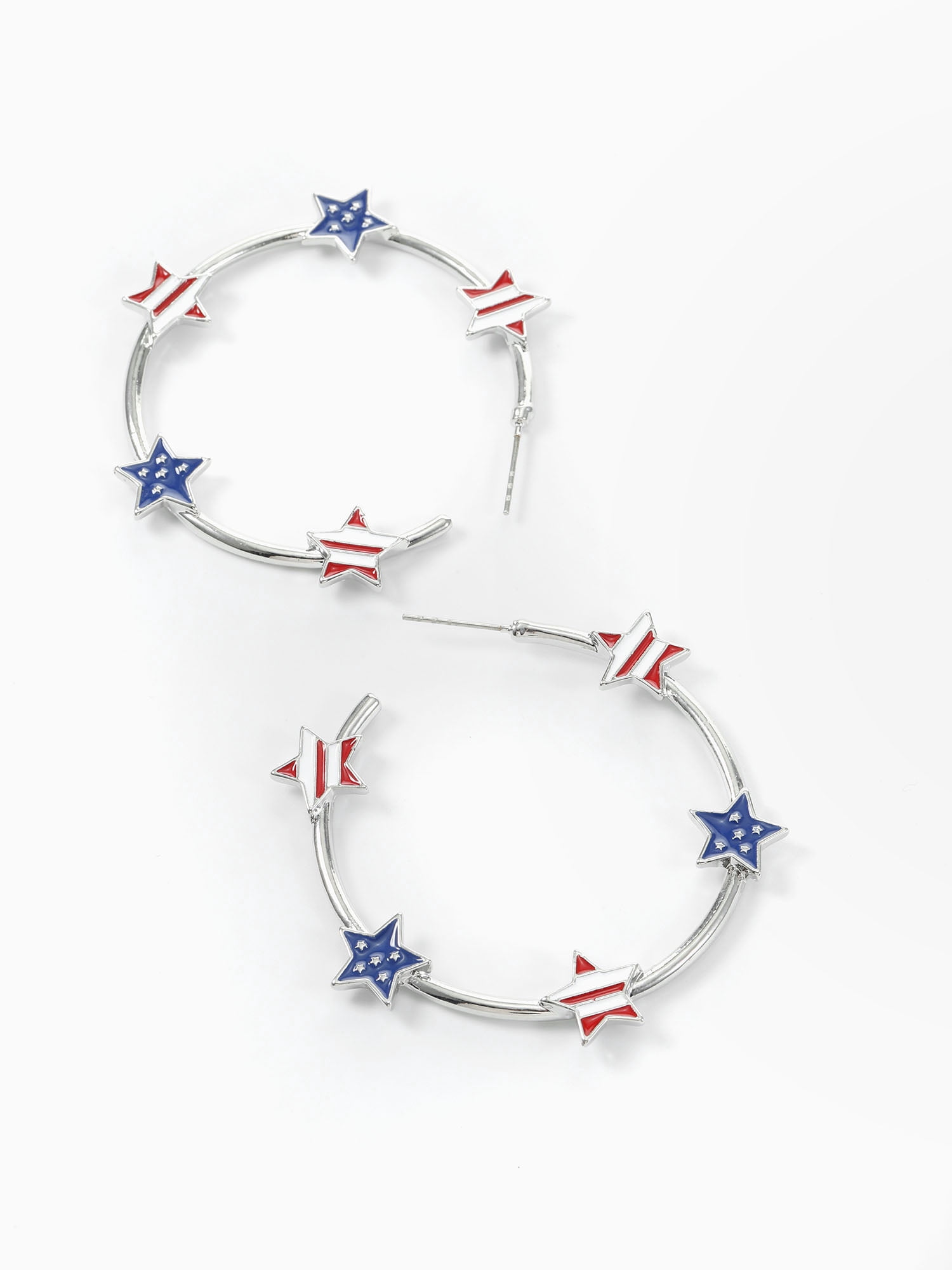 Way to Celebrate Americana Patriotic Star Hoop Earrings