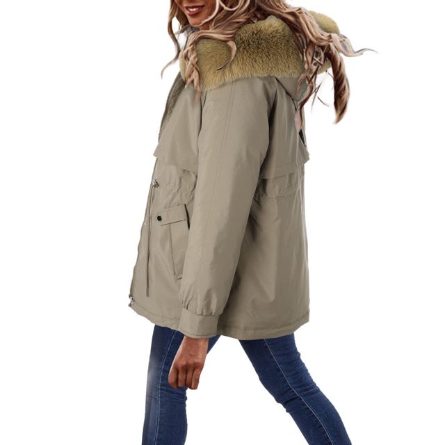 MASRIN Veste de Course pour Femmes Veste à Capuche Basique Couleur Unie avec Poches Grande Taille Chandails en Molleton Amples Chandail Pierre