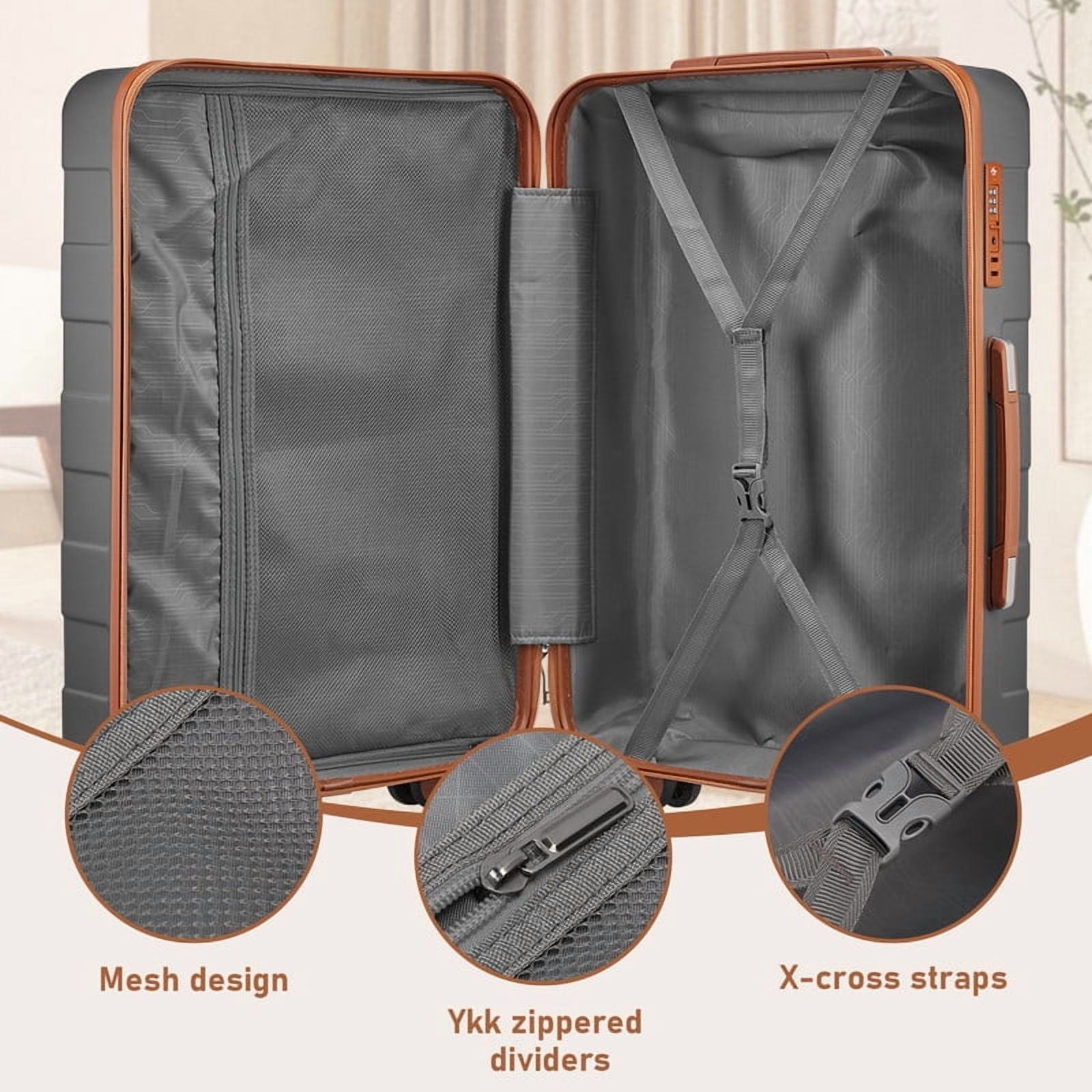 Joyway 3-Piece Luggage Set 20-Inch Carry-On Suitcase with Spinner Wheels TSA Lock Travel Duffel Bag and Toiletry Bag Hardside Lightweight Luggage Grey