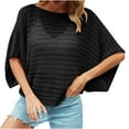thumbnail image 1 of AherBiu Paréos de Plage pour Femmes Manches Chauve-Souris Col Rond Ample Tricoté Creux Pull, 1 of 4