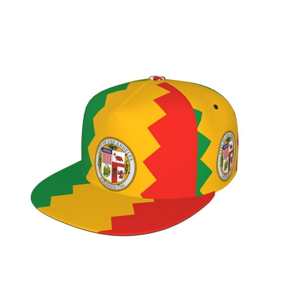 Los Angeles California Flag Flat Brim Trucker Cap Adjustable Snapback Hat For Men Women