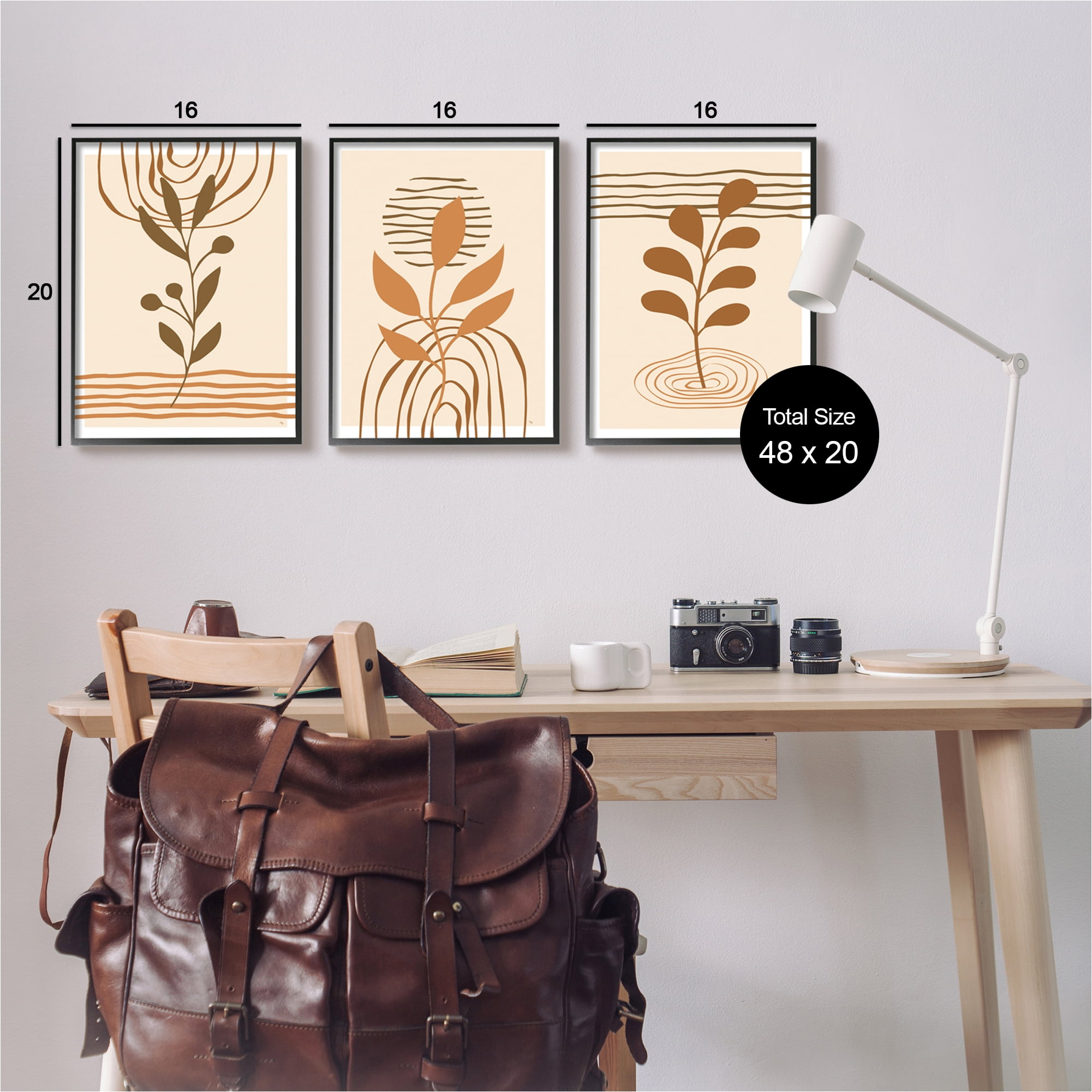 Stupell Industries Beige Boho Sprouts Botanical & Floral Painting Black Framed Art Print Wall Art, 16 x 20
