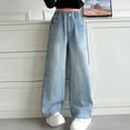 thumbnail image 3 of Hrsba Girls Jeans Full Length Straight Leg Wide Leg Denim Pants Embroidery and Print Soft Casual Daily Bottoms for Girls Fashion Outdoor Wearing, 3 of 7