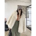 thumbnail image 5 of Chaqueta tejida de piel natural de zorro para mujer, abrigos de invierno cálidos y esponjosos elegantes con cuello en V de color liso de alta gama, 5 of 5