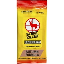 Wildlife Research 580 Scent Killer Autumn Formula Dryer Sheets, 12 Sheets,Yellow,Small