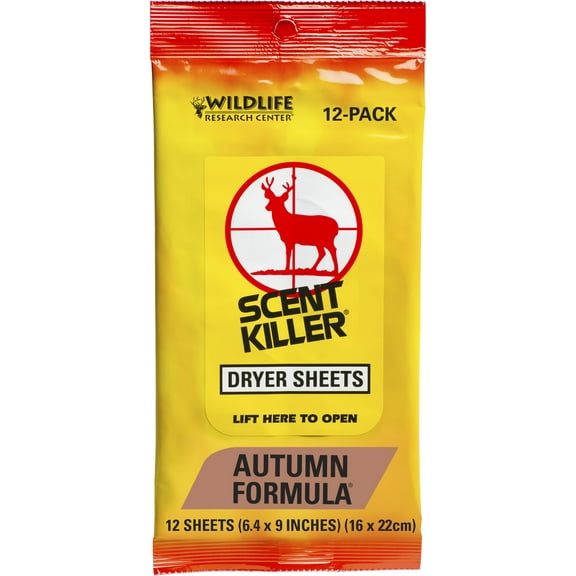 Wildlife Research 580 Scent Killer Autumn Formula Dryer Sheets, 12 Sheets,Yellow,Small
