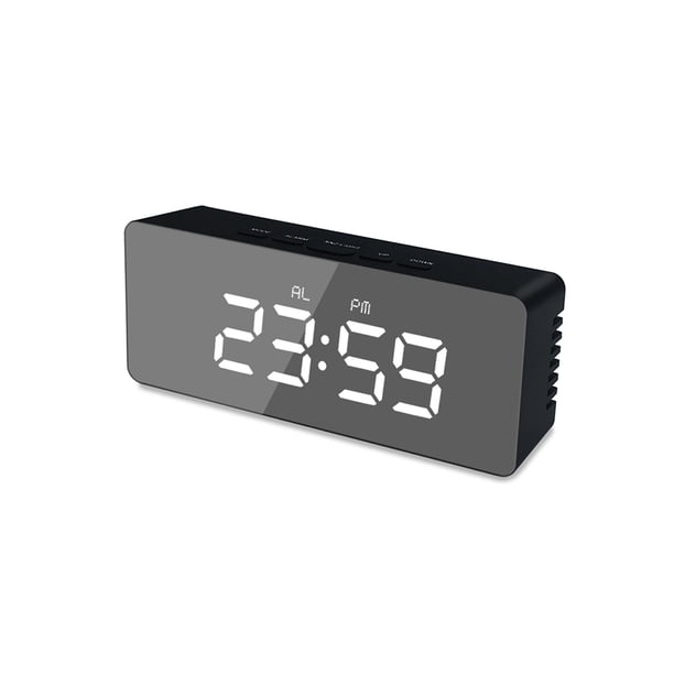 Billuyoard Despertador LED Digital Electrónico Cabecera Escritorio Termómetro Wake Up Snooze Hogar Botón Control Calendario Blanco Electrodomésticos Negro Billuyoard HA064703-02