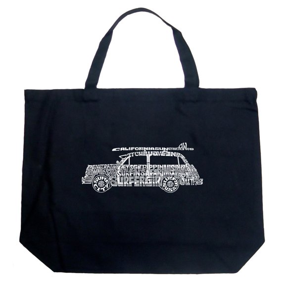 LA Pop Art Large Word Art Tote Bag - Woody - Classic Surf Songs