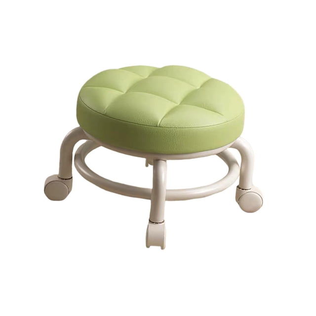 Asiento de rodillo bajo Reposapiés Sofá giratorio portátil de 360 grados Taburete de té Taburete con ruedas Asiento para dormitorio interior Sala de Verde Macarena Asiento de ruedas