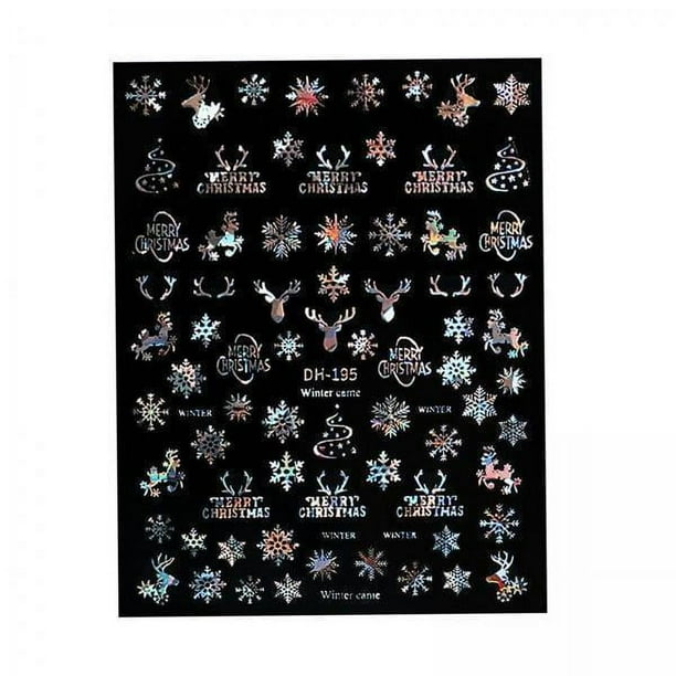 Pegatinas navideñas Yuyangstore autoadhesivas para uñas DH-195 plateado 2 piezas