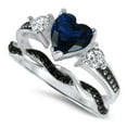 thumbnail image 5 of LaRaso & Co His Hers 3 Piece Trio Sterling Silver Blue Black Wedding Band Engagement Ring Set 6/13, 5 of 7