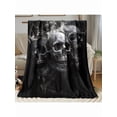 thumbnail image 3 of Vintage Gothic Skull and Roses Flannel Throw Blanket - Soft Lightweight Travel Blanket, Machine Washable, All Seasons, 280gsm, Gift for Him Her, 3 of 17