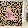 thumbnail image 2 of Manfei Kawaii Bowknot Letter L Shower Curtain 72Wx78L,Chic Cheetah Bath Curtain,Peach, 2 of 5